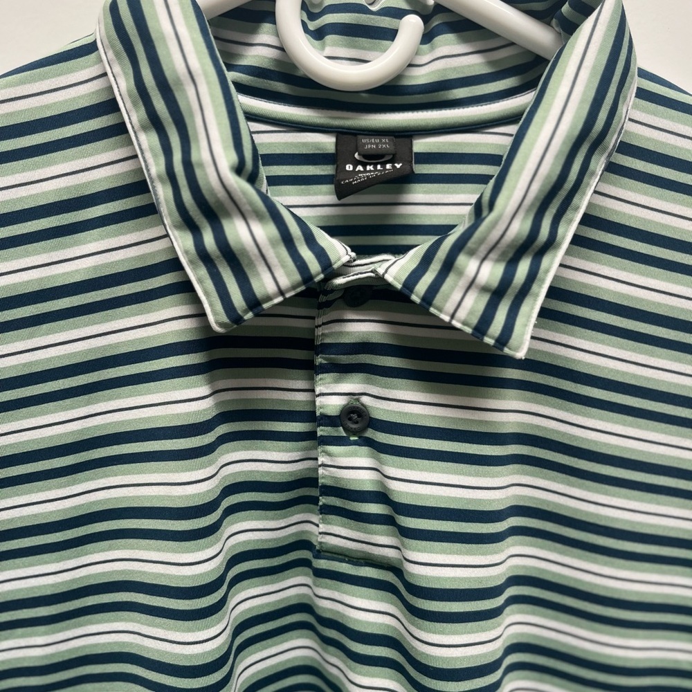 Oakley Hydrolux Striped Navy/green/white  Polo Shirt Men’s XL - Picture 3 of 9